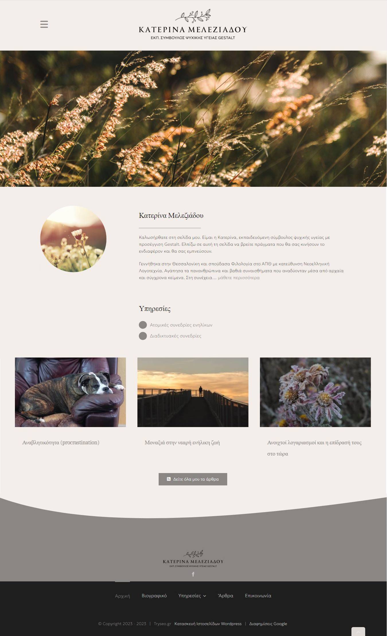 Κατασκευή ιστοσελίδας WordPress για εκπ. σύμβουλο ψυχικής υγείας στη Θεσσαλονίκη