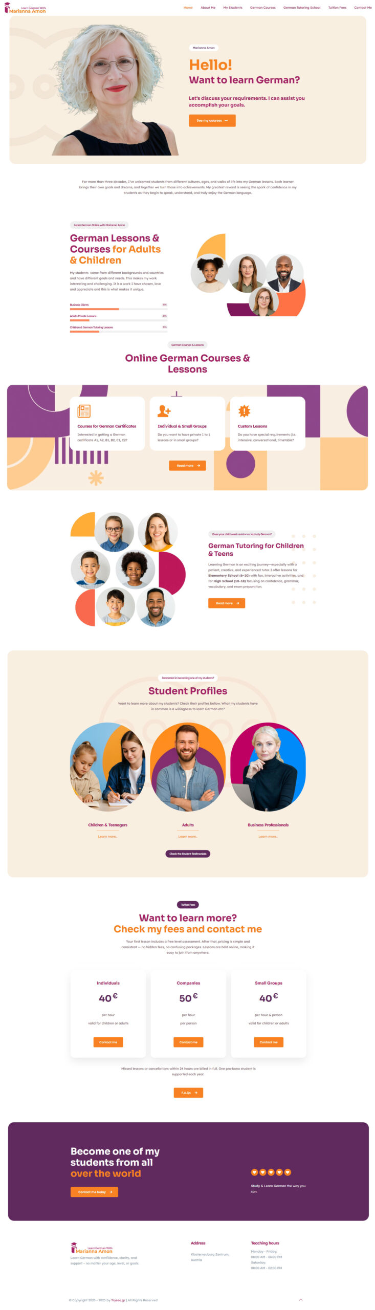 Κατασκευή ιστοσελίδας WordPress για καθηγήτρια Γερμανικών