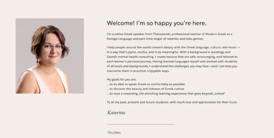 Κατασκευή ιστοσελίδας WordPress καθηγήτριας Ελληνικής Γλώσσας