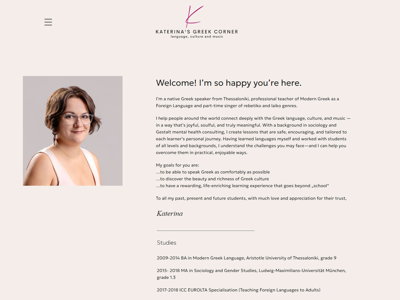 Κατασκευή ιστοσελίδας WordPress καθηγήτριας Ελληνικής Γλώσσας