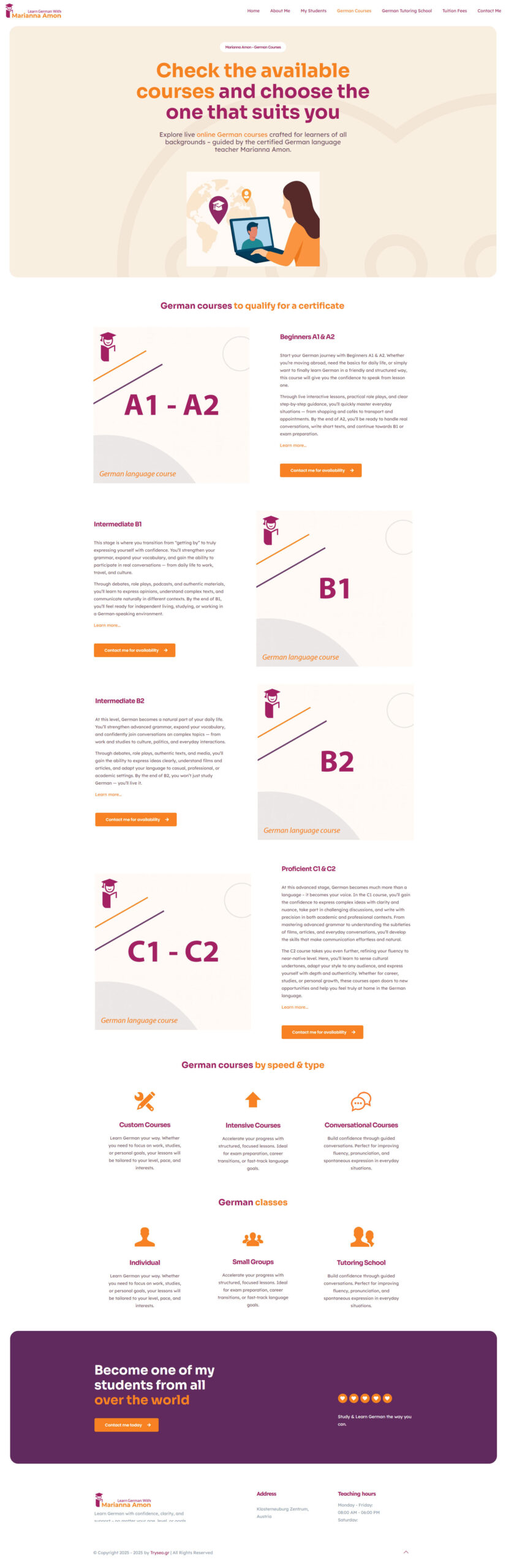 Κατασκευή ιστοσελίδας για μαθήματα Γερμανικών 